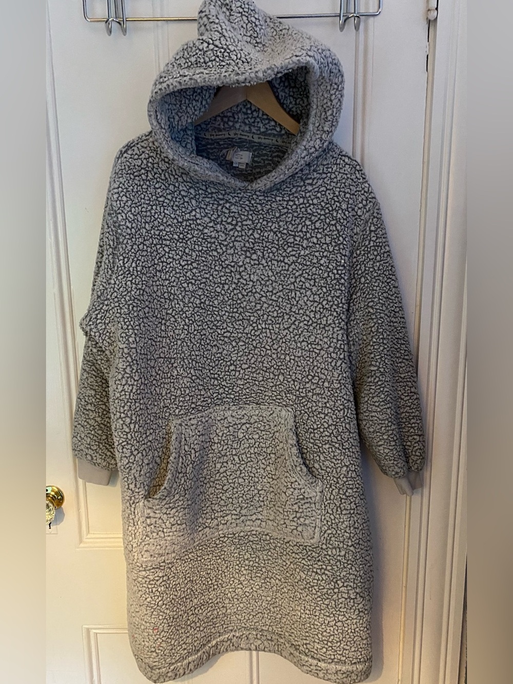 Fat Face Fleece Sweatshirt Womens S Heavy Front Pocket Nubby Gray Cozy Long